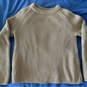 Quince 100% cotton fisherman crew neck sweater in color camel size S.
